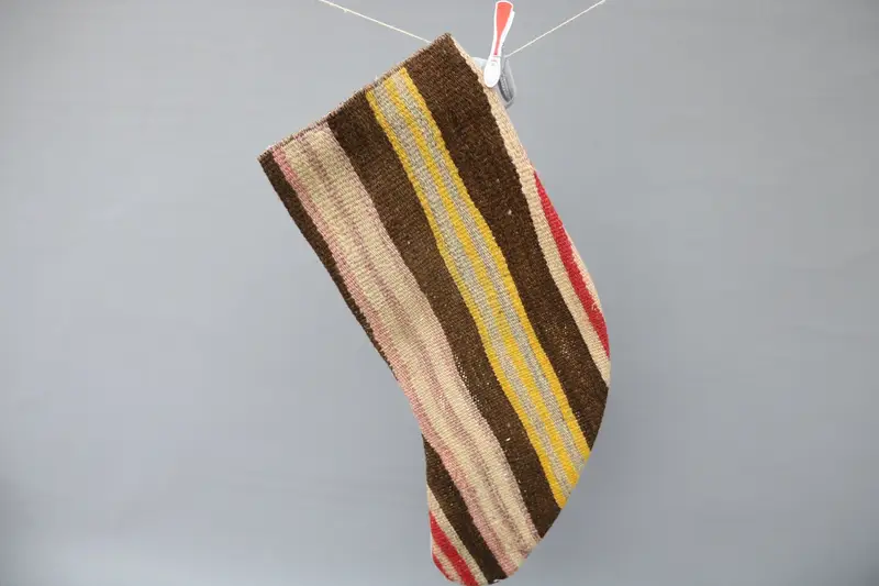 Brown & Beige Christmas Ornaments Stocking, Festive Holiday Decor