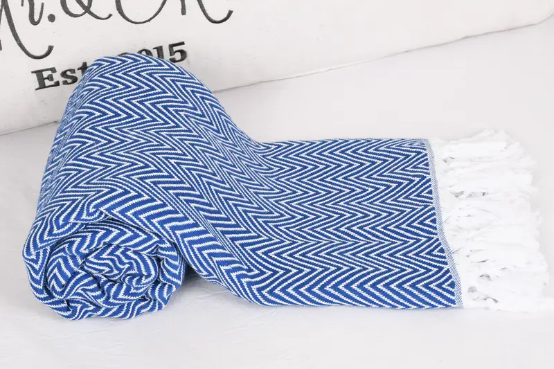 96x80 Cotton Chevron Towel, Woven Blanket, Maid Of Honor Gift, Wedding Favors, Wedding Gift Customized Blanket, Organic Throw, Turkish Blanket - 4
