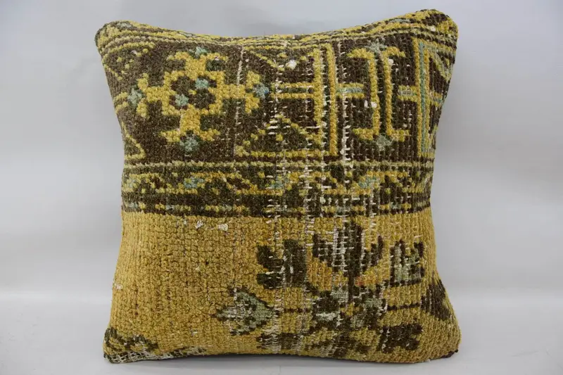 Sofa Pillow, Pillow Cover, 16x16 Beige Cushion Cover, Home Decor Pillow, Kilim Cushion Sham, Handmade Pillow, Turkish Kilim Pillow - 1