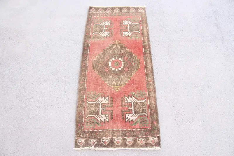 Alfombra abstracta roja, decoración elegante de 1,6x1,6 pies