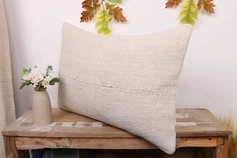 Outdoor Pillow Sham, Anatolian Cushion, Gift Pillow, Pillow Case, Kilim Pillow Cover, 16x24 White Pillow Sham, Authentic Cushion, Kilim Pillow - 4