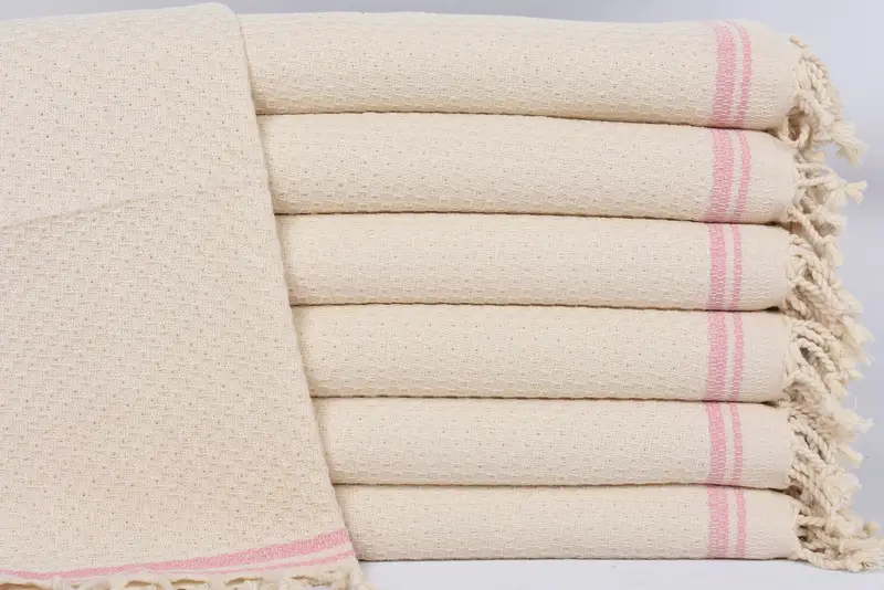 Pink Striped Dish Towel Organic Cotton, 38x18 Inches