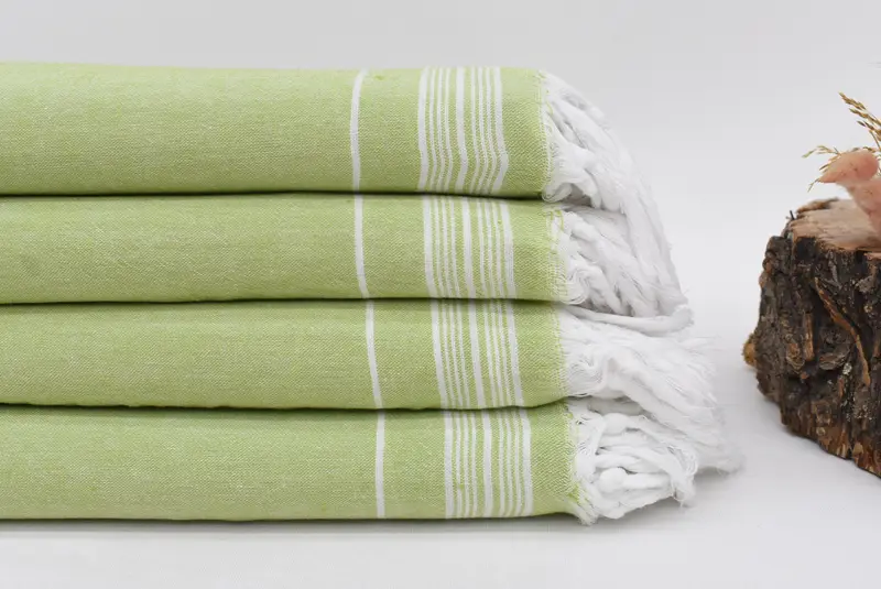 Wedding Gift Pistachio Green Striped Throw, 91x56 Inches