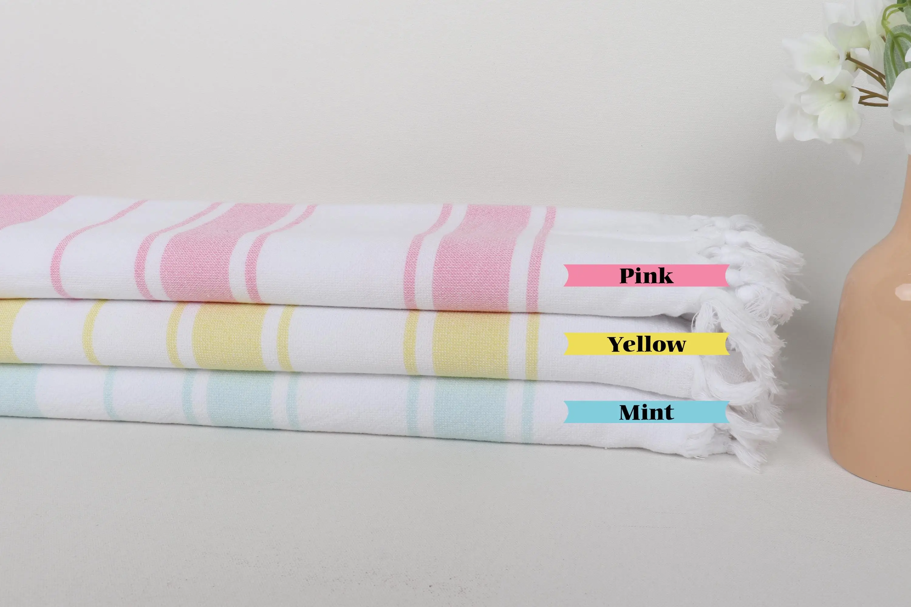 Boyfriend Gift Striped Terry Towel, Organic Cotton, 36x63 Inches - 1