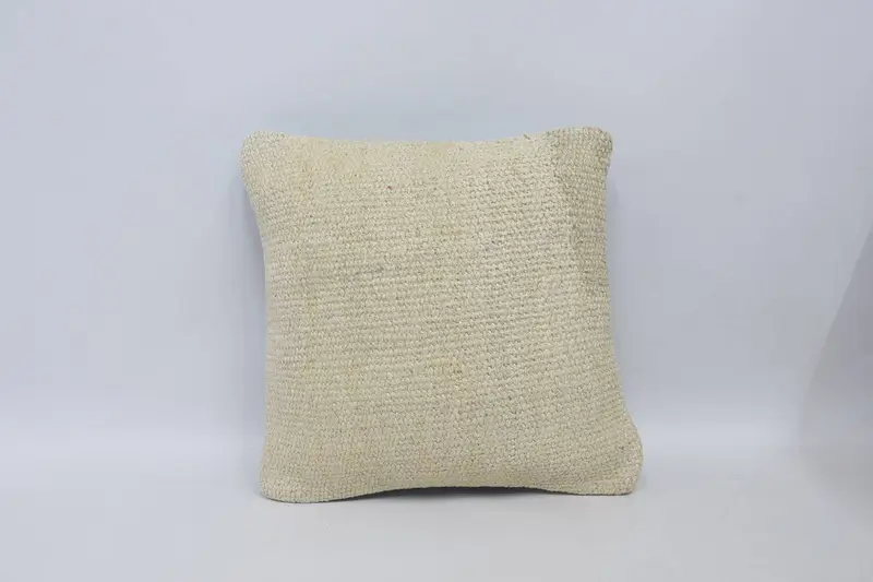 Lounge Vintage Yün Kırlent Kılıfı, Krem 40x40 cm Antik Yastık Kılıfı - 1