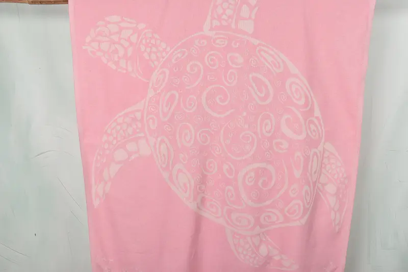 Personalized Pink Patterned Animal Bath Towel, Organic Cotton/Linen, 40x71 Inches