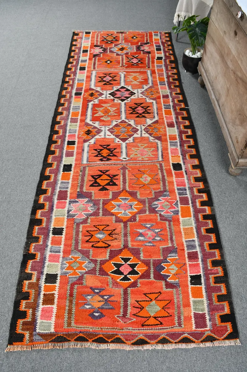 Turuncu Kamuflaj Halı, 3,1x9,1 ft Şık Dekor