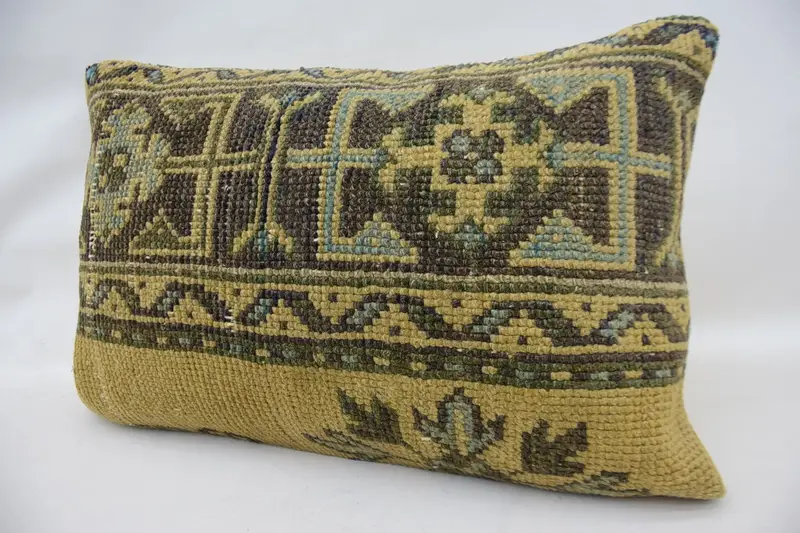 Pillow for Couch, Outdoor Patio Pillow Sham, Cushion Case, Kilim Cushion Sham, Authentic Pillow, 16x24 Brown Cushion Case, Pillow for Sofa - 3