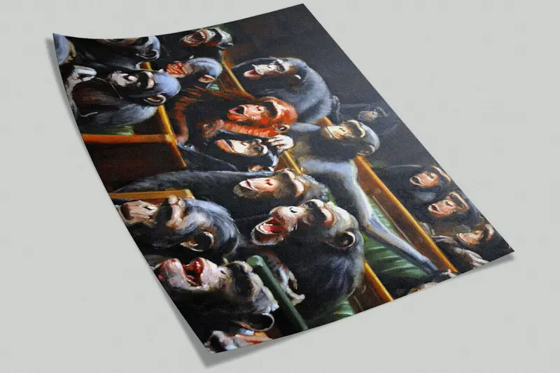 Wall Paper Peel and Stick,Modern Wall Paper,Banksy Monkeys Mural,3d Wall Paper,Banksy Monkeys Parliament,Monkey Wall Print, - 8