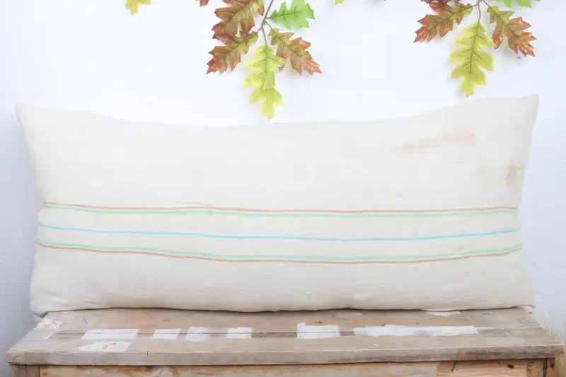 Cushion Cover, 16x36 White Pillow Sham, Ethnical Kilim Rug Pillow, Sustainable Pillow Case, Authentic Pillow Sham, Pillow for Sofa, Vintage Pillow - 2