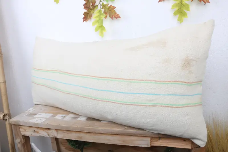 Cushion Cover, 16x36 White Pillow Sham, Ethnical Kilim Rug Pillow, Sustainable Pillow Case, Authentic Pillow Sham, Pillow for Sofa, Vintage Pillow - 4