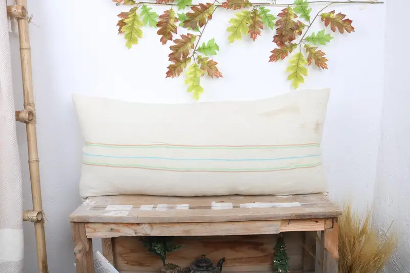 Cushion Cover, 16x36 White Pillow Sham, Ethnical Kilim Rug Pillow, Sustainable Pillow Case, Authentic Pillow Sham, Pillow for Sofa, Vintage Pillow - 1
