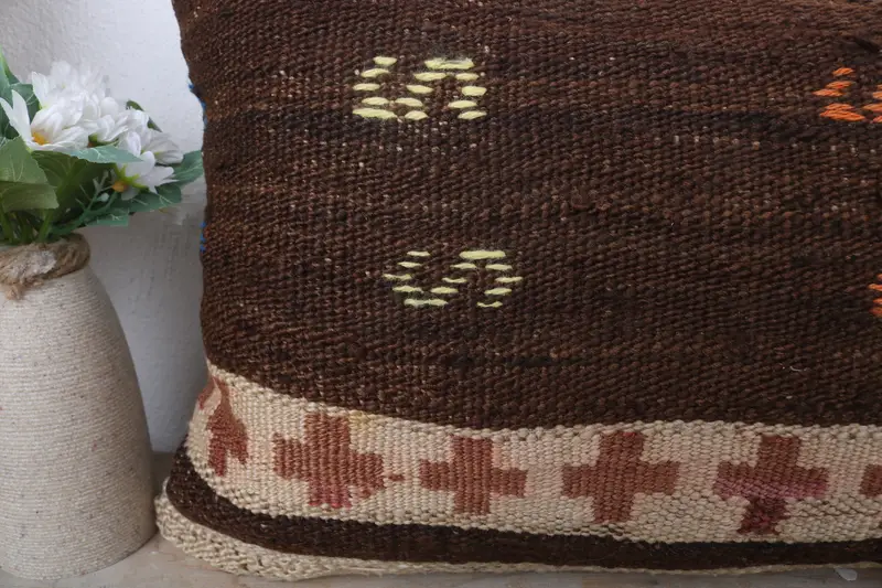 Ethnical Kilim Rug Pillow, Boho Pillow, Ethnic Pillow Cover Pillow Case, Tribal Cushion, 12x24 Brown Pillow, Pillow, Pillow for Sofa - 3