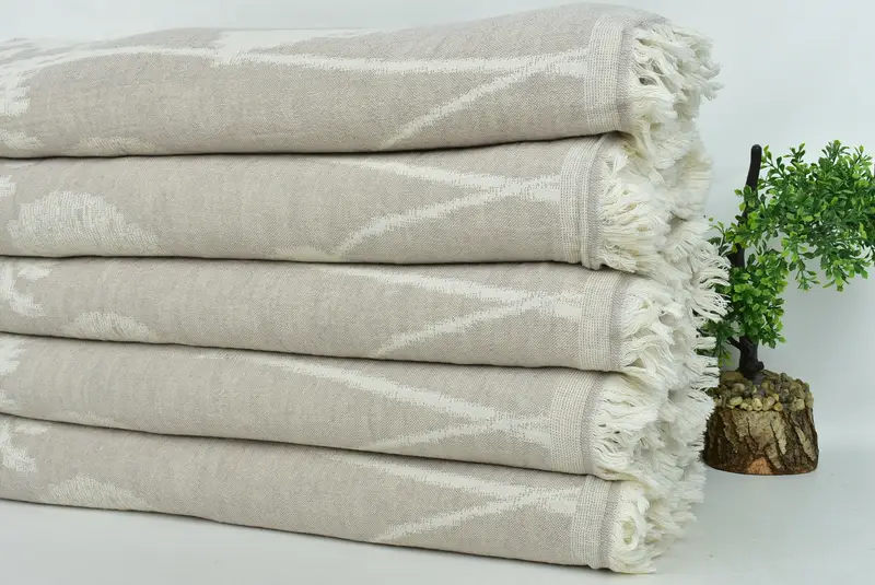 Bridal Party Gifts, Beach Theme Wedding Gift, Throw Blanket Couch, Decorative Blanket, Woven Throw Blanket, 92x84 Cotton Floral Design Towel - 5