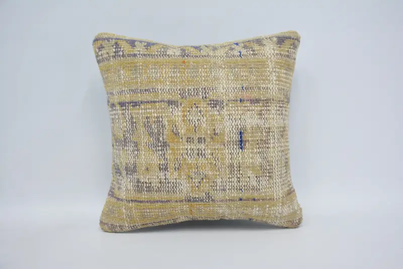 14x14 Beige Cushion, Home Decor Pillow, Boho Pillow Sham Cover, Pattern Throw Pillow Cover, Colorful Pillow Cover, Pillow for Couch, Cushion - 1