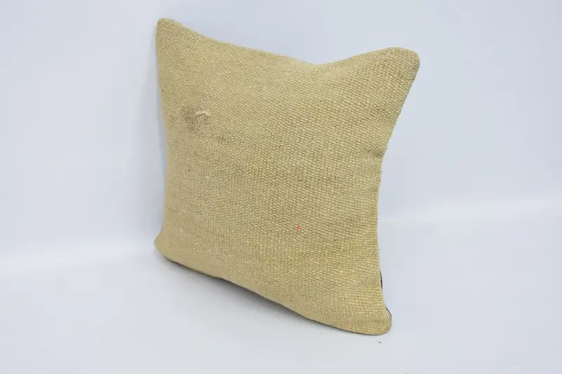 Rustic Cushion, Turkish Kilim Pillow, Cozy Throw Cushion Cover, 16x16 Beige Cushion, Turkish Pillow, Pillow Cover, Ethnical Kilim Rug Pillow - 4