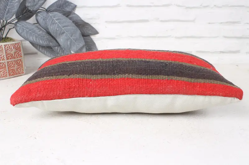 Bolster Pillow Case, Cushion, 8x16 Red Cushion, Vintage Throw Pillow Case, Kilim Pillow, Kilim Cushion Sham, Throw Kilim Pillow, Sofa Cushion Case - 5