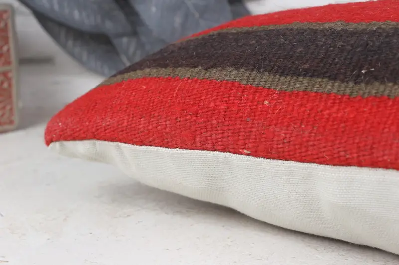 Bolster Pillow Case, Cushion, 8x16 Red Cushion, Vintage Throw Pillow Case, Kilim Pillow, Kilim Cushion Sham, Throw Kilim Pillow, Sofa Cushion Case - 7