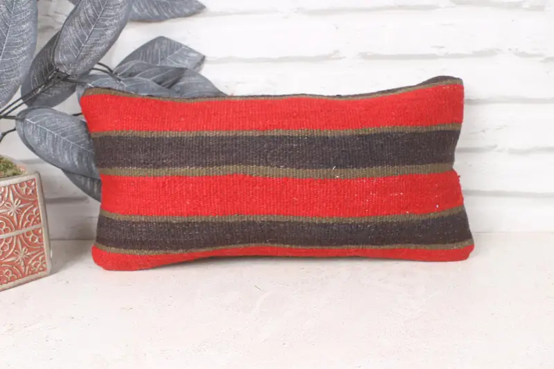 Bolster Pillow Case, Cushion, 8x16 Red Cushion, Vintage Throw Pillow Case, Kilim Pillow, Kilim Cushion Sham, Throw Kilim Pillow, Sofa Cushion Case - 1