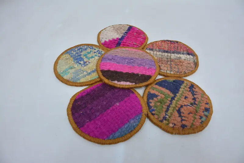 Posavasos de alfombra elegante, posavasos de decoración de cocina rosa y naranja