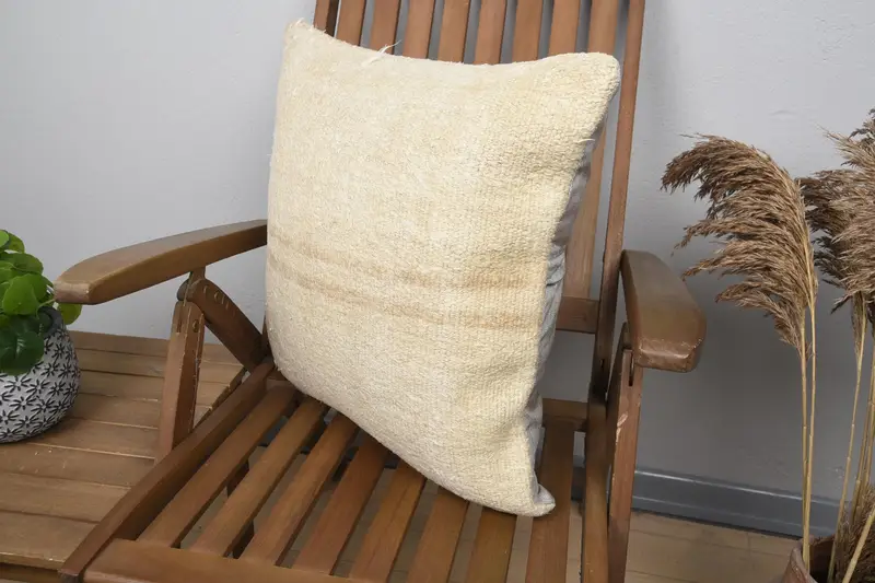 20x20 Beige Pillow Sham, Kilim Pillow, Handmade Kilim Cushion, Retro Pillow, Ethnic Pillow Cover Cushion Case, Pillow Sham, Interior Designer Pillow - 3