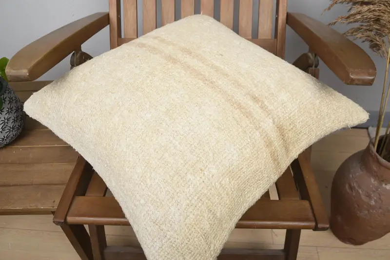 20x20 Beige Pillow Sham, Kilim Pillow, Handmade Kilim Cushion, Retro Pillow, Ethnic Pillow Cover Cushion Case, Pillow Sham, Interior Designer Pillow - 4