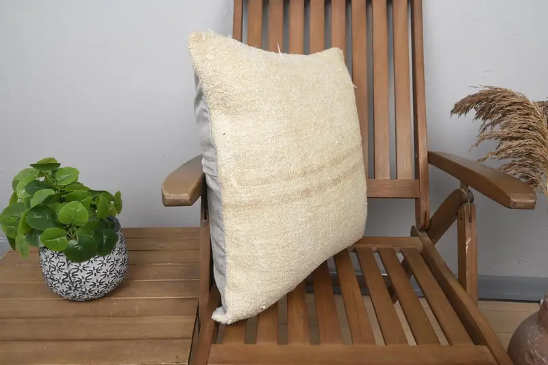 20x20 Beige Pillow Sham, Kilim Pillow, Handmade Kilim Cushion, Retro Pillow, Ethnic Pillow Cover Cushion Case, Pillow Sham, Interior Designer Pillow - 2