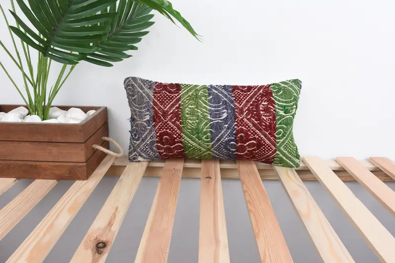 Boho Pillow Sham Cover, Pillow for Couch, Cushion Cover, Sustainable Pillow Cover, Pillow for Sofa, 8x16 Red Cushion Cover - 1