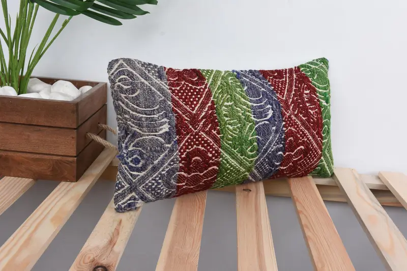 Boho Pillow Sham Cover, Pillow for Couch, Cushion Cover, Sustainable Pillow Cover, Pillow for Sofa, 8x16 Red Cushion Cover - 4