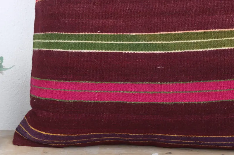 Throw Kilim Pillow, Cushion, Bolster Throw Pillow Cover, Vintage Kilim Pillow, Bright Pillow Cover, 24x24 Red Cushion Cover, Vintage Pillow - 3