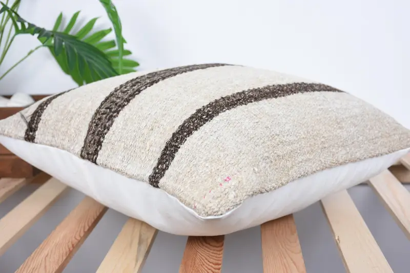 18x18 Beige Pillow Cover, Pillow for Couch, Handmade Rug Seat Pillow, Pillow Sham, Antique Pillows, Retro Pillow, Boho Pillow Sham Cover - 6