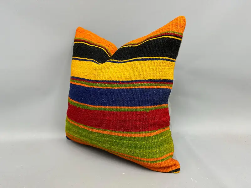 Meditation Cushion Case, 20x20 Green Pillow Case, Cushion, Ethnical Kilim Rug Pillow, Interior Designer Pillow, Ikat Pillow Sham, Pillow for Sofa - 3