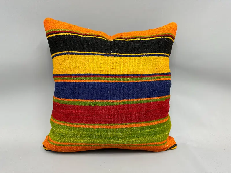 Meditation Cushion Case, 20x20 Green Pillow Case, Cushion, Ethnical Kilim Rug Pillow, Interior Designer Pillow, Ikat Pillow Sham, Pillow for Sofa - 4