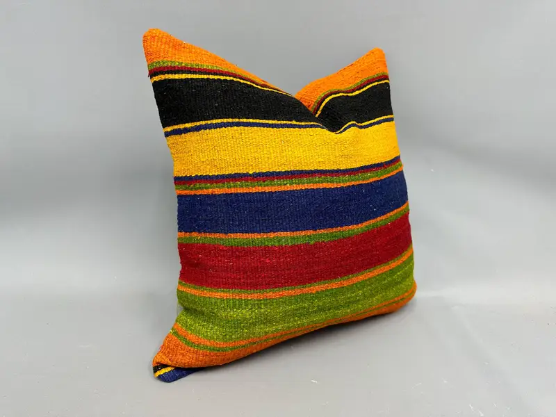 Meditation Cushion Case, 20x20 Green Pillow Case, Cushion, Ethnical Kilim Rug Pillow, Interior Designer Pillow, Ikat Pillow Sham, Pillow for Sofa - 2