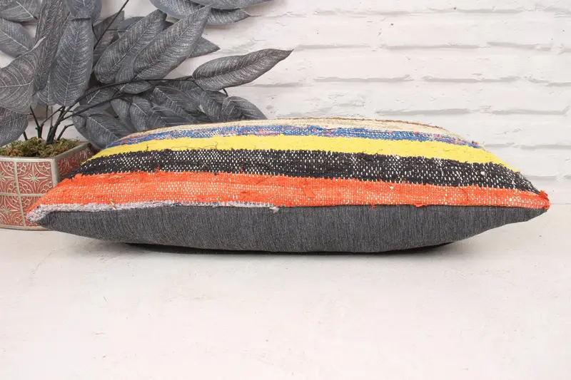 Vintage Kilim Throw Pillow, Pillow Cover, 12x24 Blue Cushion Case, Kilim Cushion Sham, Handmade Throw Cushion, Antique Pillows - 5