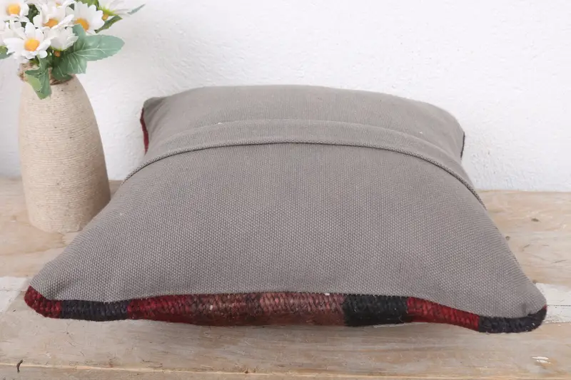 Morroccon Kilim Cushion Pillow Cover, Vintage Throw Pillow, Gift Pillow, Cushion, 12x12 Red Pillow Cover, Pillow for Sofa, Boho Pillow Sham Cover - 7