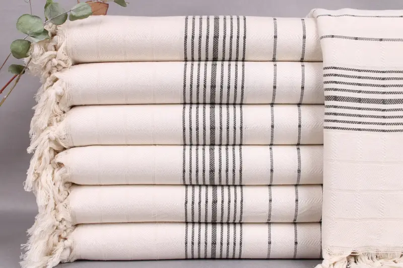 Turkish Beach Towel Personalized Monogrammed Khaki Green Striped, 40x71 Inches