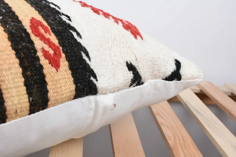 Vintage Kilim Pillow, Throw Kilim Pillow, Outdoor Patio Cushion Case, Pillow Case, Bed Cushion Cover, Turkish Pillow, 18x18 White Pillow - 7