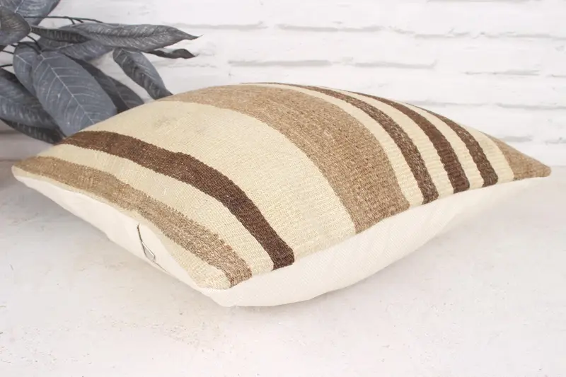 Interior Designer Pillow, Vintage Kilim Pillow, Couch Cushion Case, Cushion Case, Kilim Pillow Cover, 16x16 Brown Cushion Case - 6