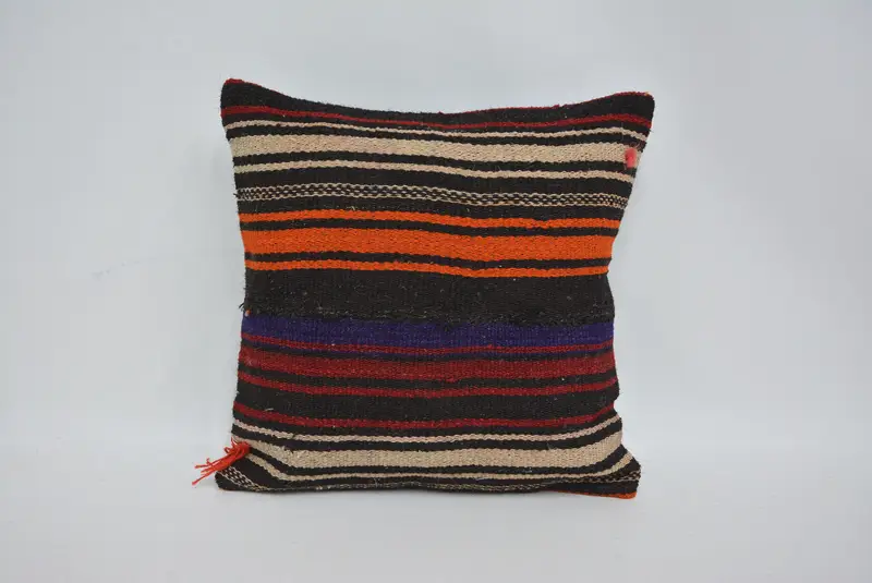 Pillow Cover, 14x14 Brown Cushion, Yoga Pillow, Kilim Cushion Sham, Living Room Throw Pillow Sham, Kilim Pillow, Vintage Kilim Throw Pillow - 1