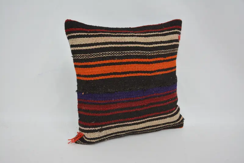 Pillow Cover, 14x14 Brown Cushion, Yoga Pillow, Kilim Cushion Sham, Living Room Throw Pillow Sham, Kilim Pillow, Vintage Kilim Throw Pillow - 3