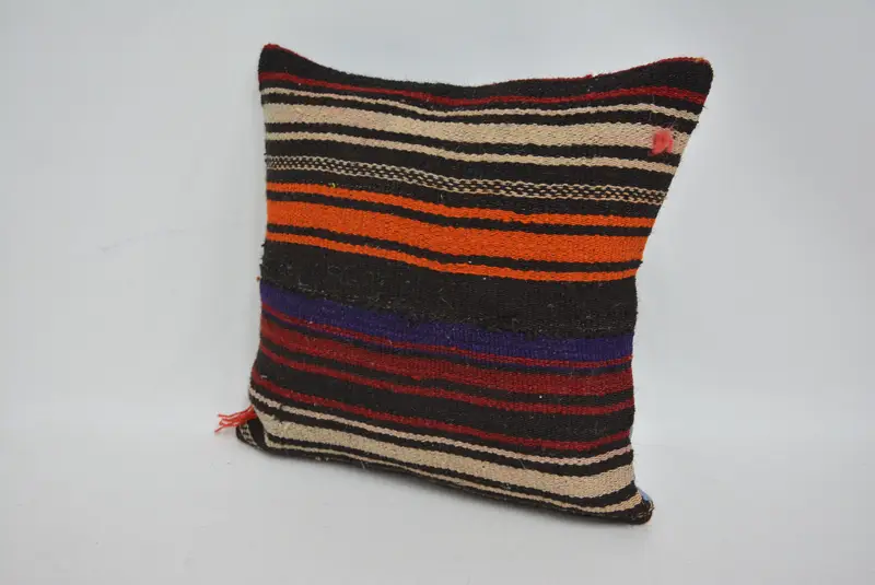 Pillow Cover, 14x14 Brown Cushion, Yoga Pillow, Kilim Cushion Sham, Living Room Throw Pillow Sham, Kilim Pillow, Vintage Kilim Throw Pillow - 4