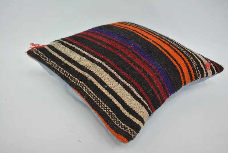 Pillow Cover, 14x14 Brown Cushion, Yoga Pillow, Kilim Cushion Sham, Living Room Throw Pillow Sham, Kilim Pillow, Vintage Kilim Throw Pillow - 6