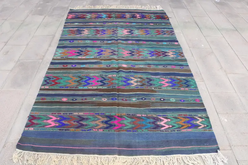 Alfombra Animal Print Azul, Verde, 5,2x8,8ft