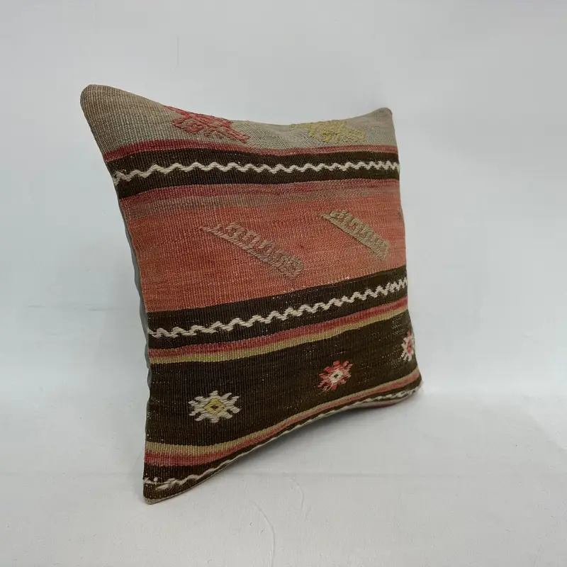 16x16 Red Cushion, Kilim Rug Pillow Case, Ethnic Pillow Case, Pillow Case, Kilim Cushion Sham, Throw Kilim Pillow, Boho Pillow Sham Cover - 2