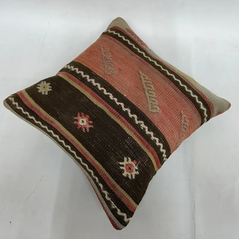 16x16 Red Cushion, Kilim Rug Pillow Case, Ethnic Pillow Case, Pillow Case, Kilim Cushion Sham, Throw Kilim Pillow, Boho Pillow Sham Cover - 6