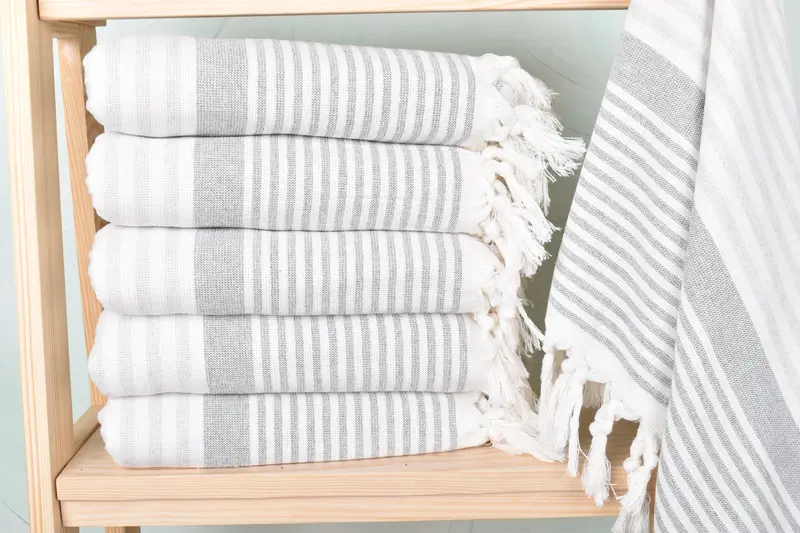 Bachelorette Towel Personalized Light Gray Striped Towel 38x67 Inches