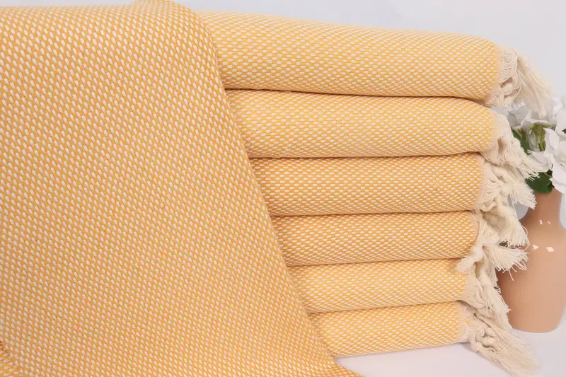 Polka Dot Hand Towel Mustard Cotton 18x40 Inches