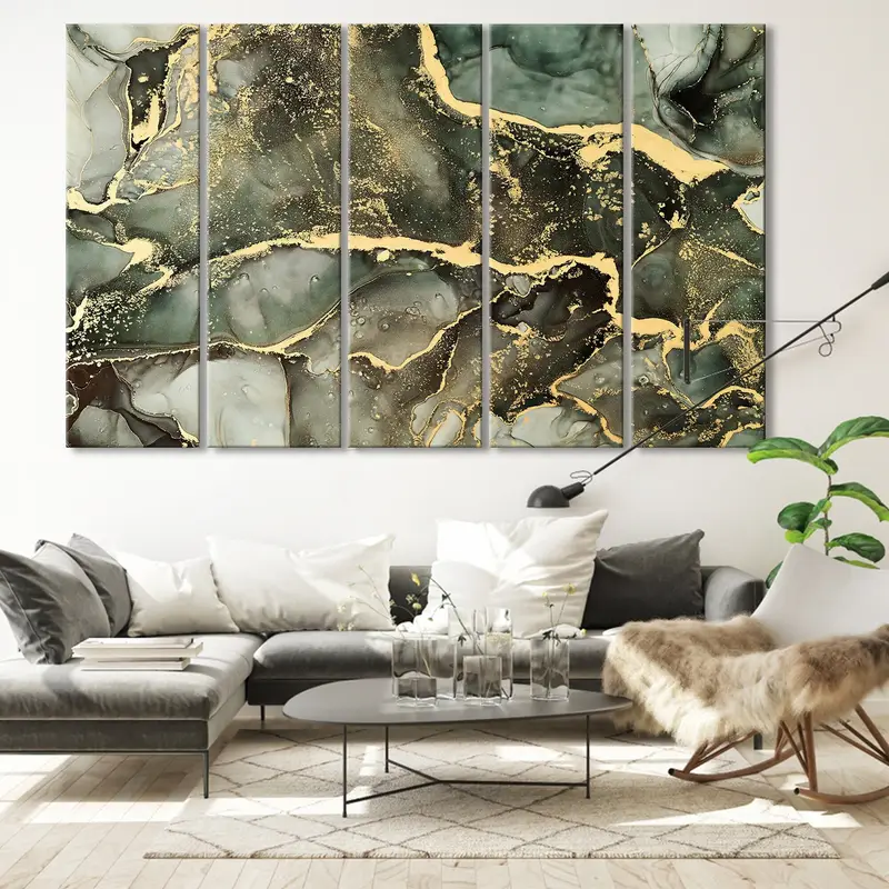 Gold Shade Abstract Art, Marble Abstract Art, Abstract Canvas Art, Gold Gradients Art, Natural Abstract Art, Luxury Canvas Art, Canvas Art - 1