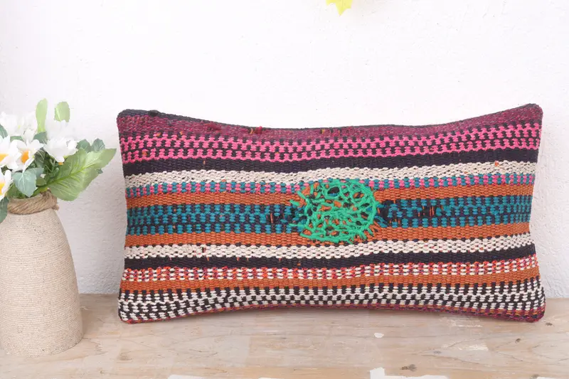 Pillow Cover, Pattern Throw Pillow Case, Outdoor Pillow Sham, Pillow for Couch, 8x16 Purple Cushion Case, Handmade Kilim Cushion, Throw Kilim Pillow - 2